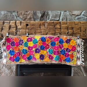 Guatemala Colorful Floral Embroidered Tapestry Table Runner